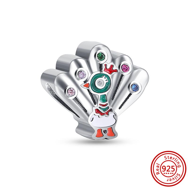 925 медь Милая серия животных Кошка Собака Слон Единорог Птица Подвеска Бусины удачи Подходят для оригинального браслета с шармами Pantaro DIY Циркон