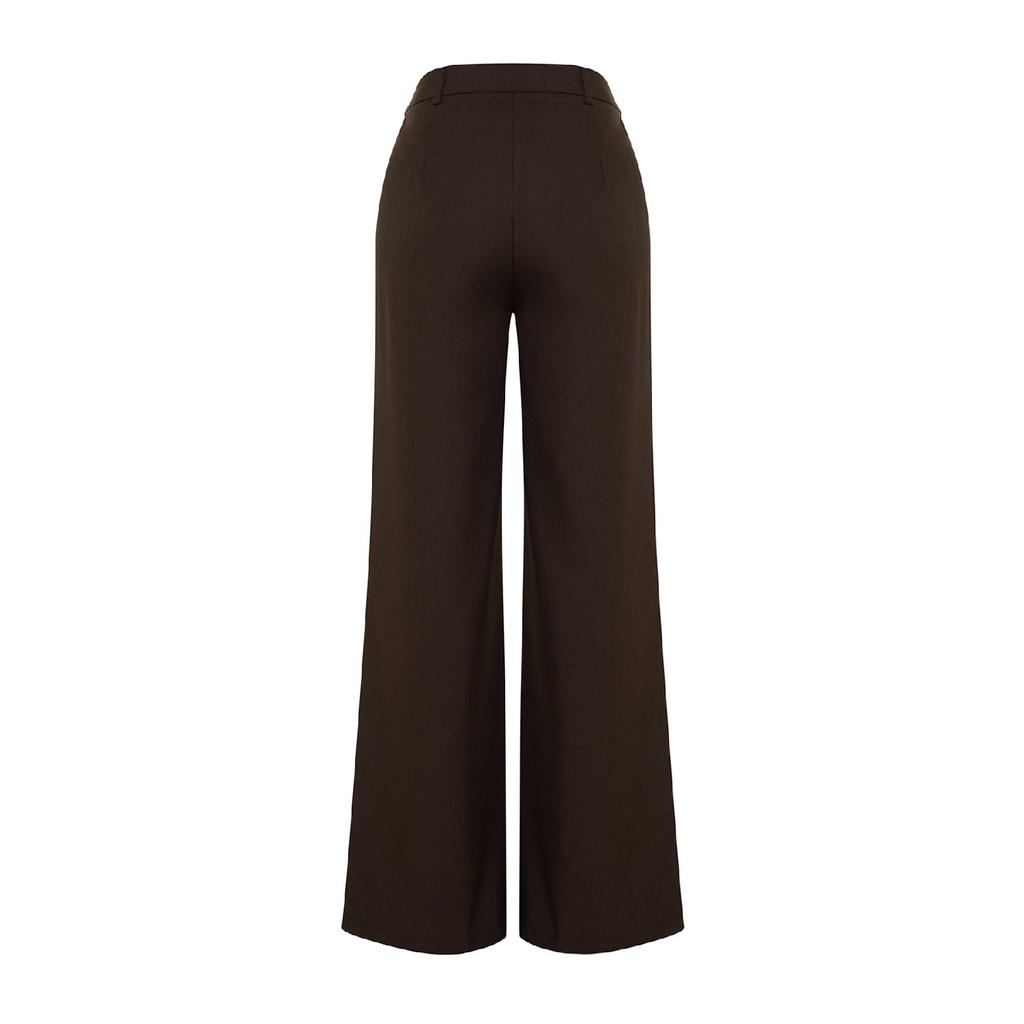 Brown Wide Leg Pleated Woven Trousers Twoaw22pl0475