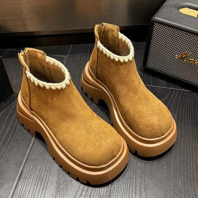 Модные полусапожки на среднем каблуке женские ботильоны на платформе 2025 новый дизайнерский замшевый обувь модные элегантные короткие сапоги удобные платья zapatos mujer