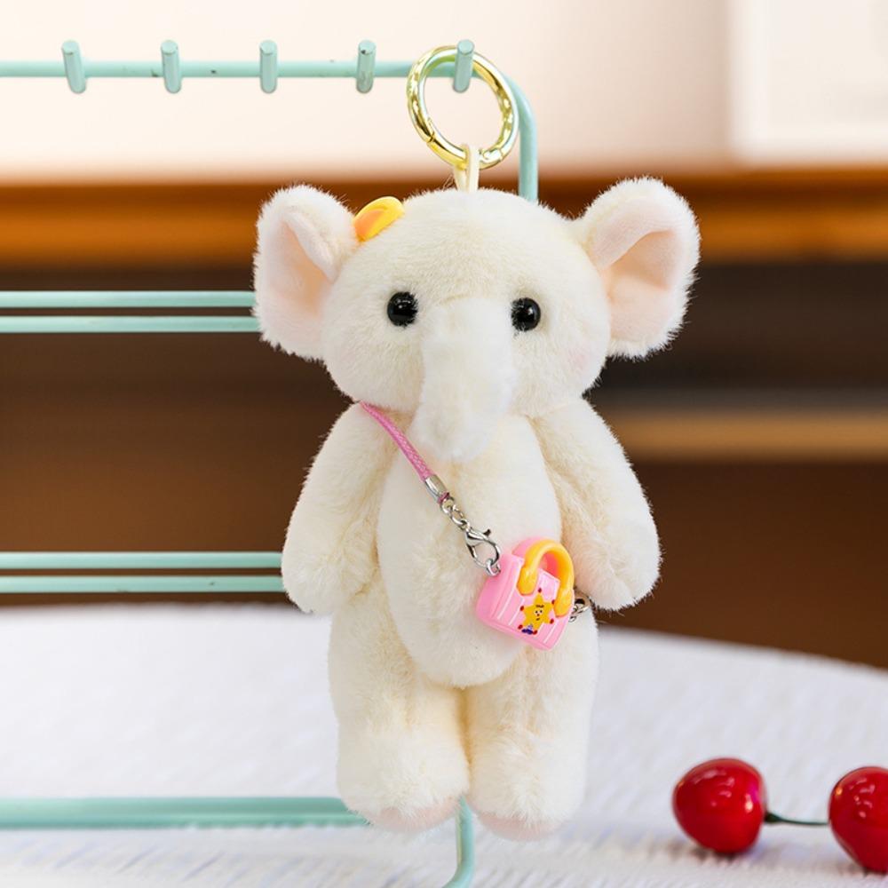Cartoon Elephant Backpack Pendant With shoulder bag Lovely Elephant Plush Toy 15cm Cute Elephant Plush KeyChain
