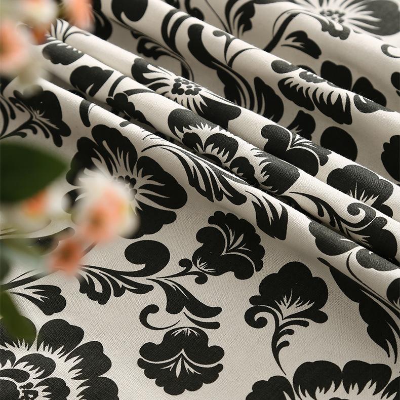 Tablecloth Retro Black Printed Tassel Tablecloth Household Coffee Table Tablecloth Dining Table Fabric