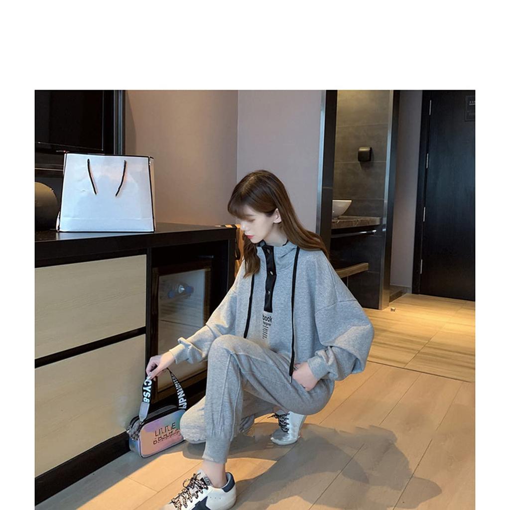 Mskikefly Милый комплект для дома с длинными рукавами, идеально подходит для выхода или работы из дома. Размер Женский комплект, Толстовка, Брюки свободного кроя, Футболка, Бег,