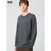 Uniqlo Стирка Хлопковая Футболка с Круглым Вырезом Длинный Рукав