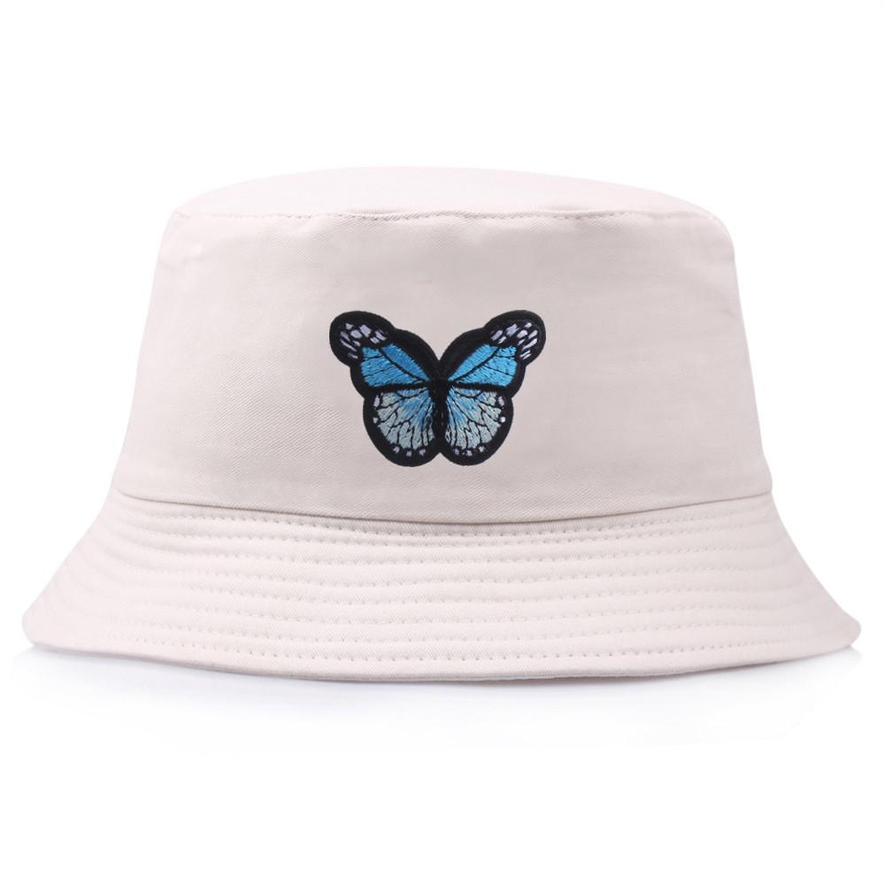 Embroidery Pattern Butterfly Bucket Hat Fisherman Hats Stylish Casual Headwear