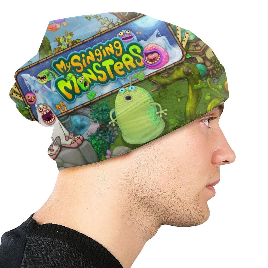 Зимняя теплая шапочка с изображением моих поющих монстров, женская шапка с напуском, модная шапка-бини в стиле аниме с героями мультфильмов, уличные лыжные шапочки с черепами, шапки