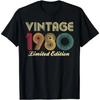 Men's Summer 43 Years Classic 1980 Printed Pattern Limited Edition T-shirt Retro Best Birthday Gift Fashion Large Men's T-shirt