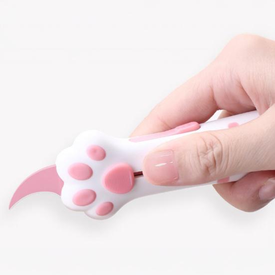 Нож-коготь кошки Выдвижной Милый в форме кошки Резак для упаковочной ленты для женщин Портативный инструмент для распаковки Практичный подарок для любителей кошек и девушек