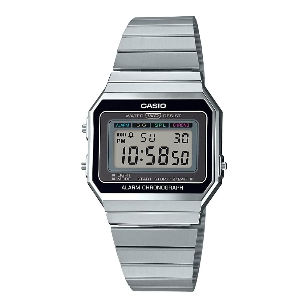 Casio A700W Классические Цифровые Кварцевые Часы Серебристые 38мм Водонепроницаемые Мужские