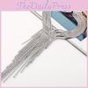 Decorative Fashionable Rhinestone Long Tassel Design Women Necklace Metal