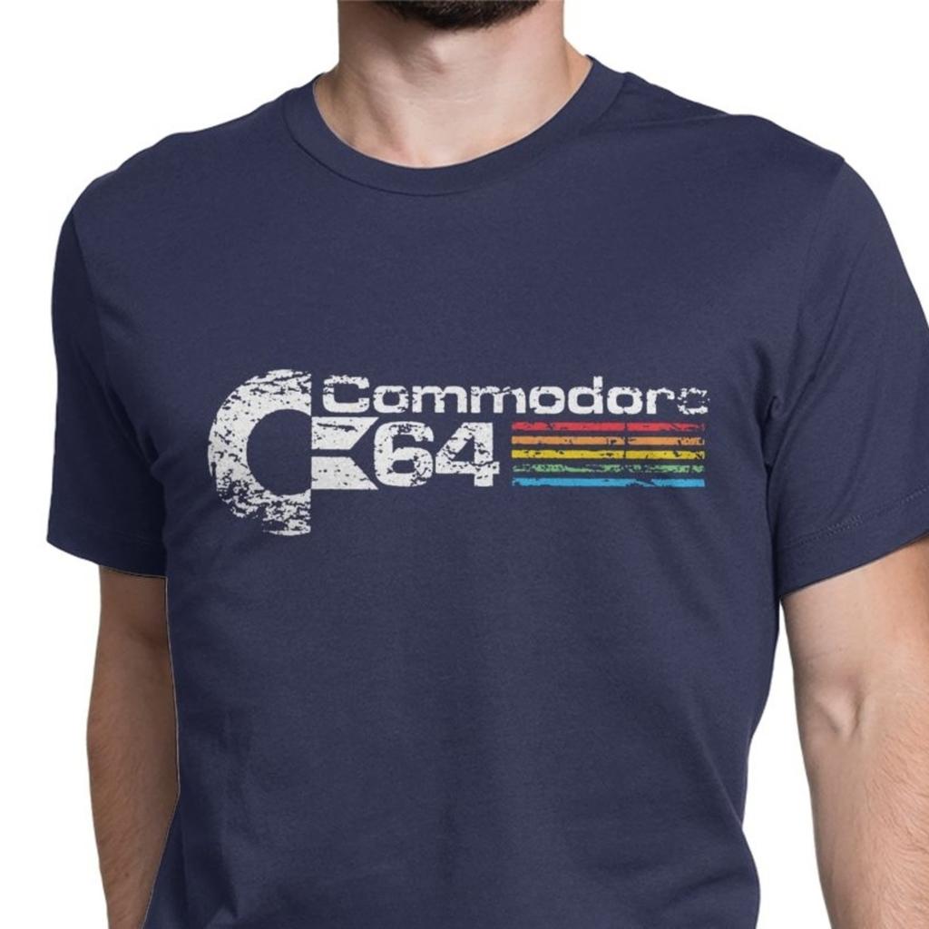 Retro Commodore 64 Tops T Shirt New Pure Cotton Tees Camisas C64 Amiga Computer Geek Nerd 3D Tshirts O Neck Tops  Tees