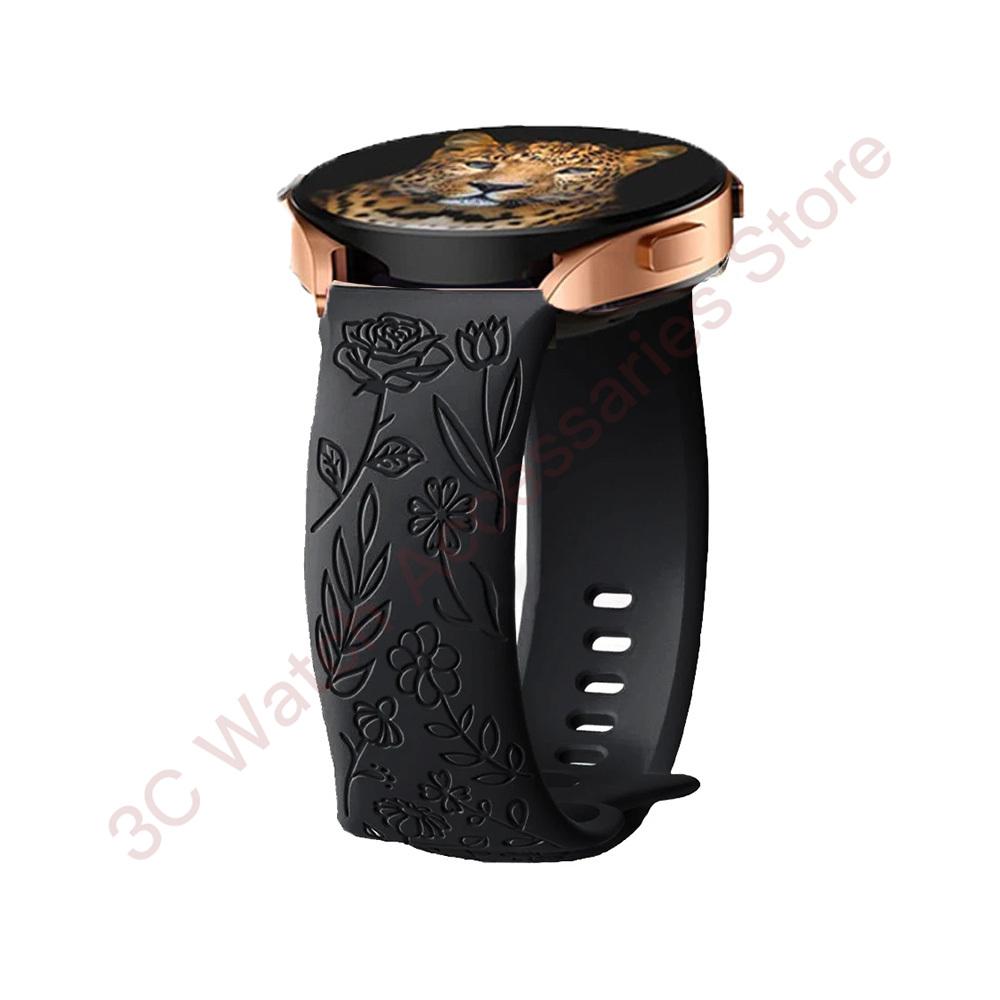 18 мм 20 мм 22 мм Ремешок с гравировкой розы для Samsung Galaxy Watch 654 40 мм 44 мм Gear S3 Силиконовый Милый Ремешок Классический 43 мм 45 мм Active 2