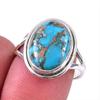 Натуральный голубой медный бирюзовый драгоценный камень кольцо из 925 пробы цельного стерлингового серебра р.8 h4u19