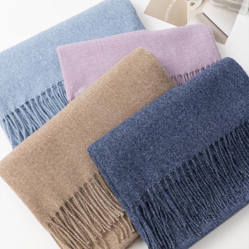Solid Color Imitation Cashmere Scarf with Tassels - Unisex Winter Shawl
