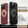 Роскошный Магнитный Чехол-Подставка из Кожзаменителя для iPhone 16 15 14 13 Pro Max Magsafe Беспроводная Зарядка Скрытая Подставка Задняя Крышка