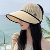 New Eyelet Hollow Heat Sun Hat for Women Fashion Casual Sun Visor Hats Adjustable Breathable Floppy Foldable Roll-Up Outdoor Beach Sun Hat