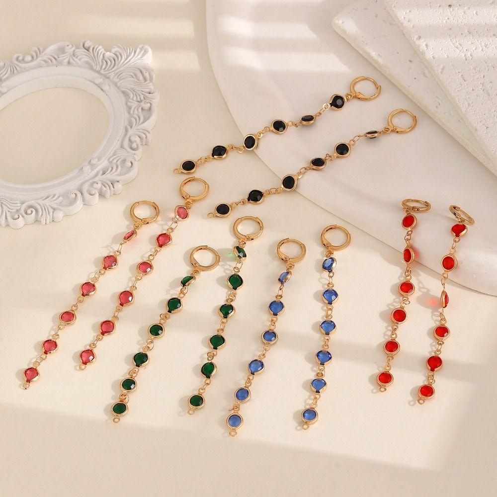 Crystal Rhinestone Rhinestone Earrings Colorful Rhinestone Long Tassel Earrings For Women