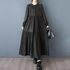 Long Sleeve Oversized Black Vintage Pleated New In Dresses for Women Casual Loose Spring Autumn Shirt Dress Elegant Clothing