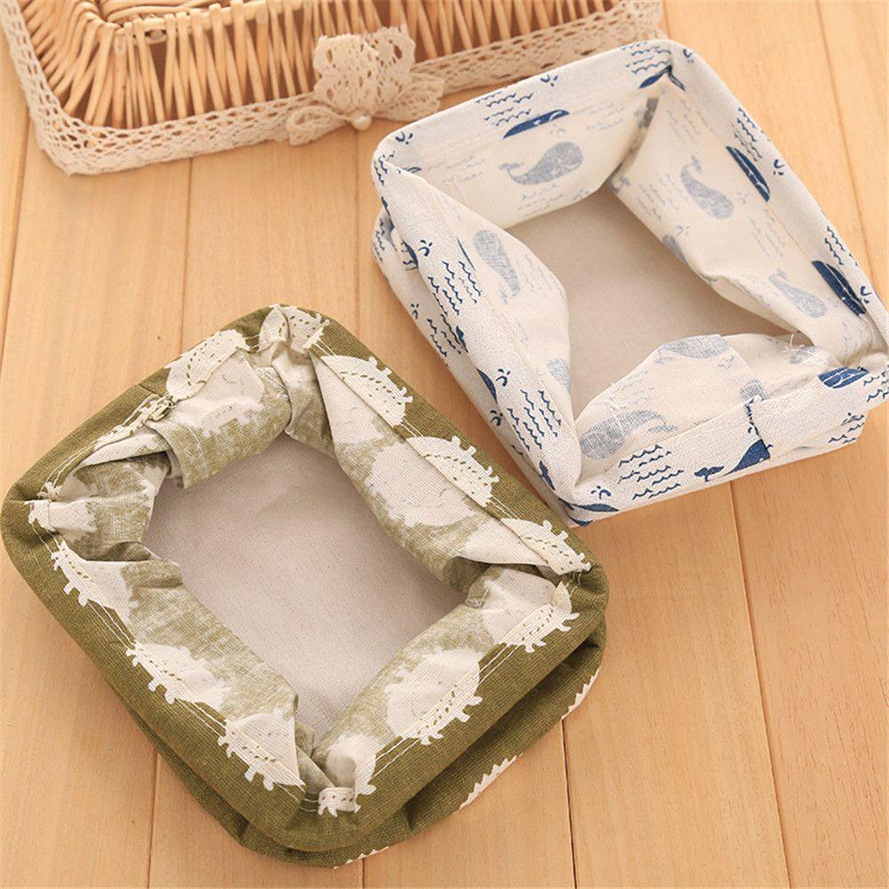 Desktop Cotton And Linen Handle Collapsible Storage Box Cartoon Pictures Storage Basket