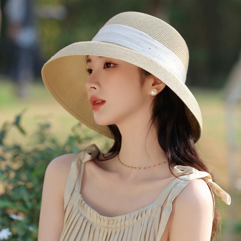 Модная и элегантная французская высокая мода стиль Хепберн Laffia соломенная шляпа женская летняя пляжная шляпа для защиты от солнца
