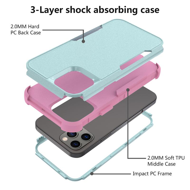 3-слойный чехол для iPhone 15, 14, 13, 12, 11 Pro Max Mini XR XS Max 8, 7 15Plus SE, 2020, роскошная броня, противоударные мягкие бамперы, твердый чехол