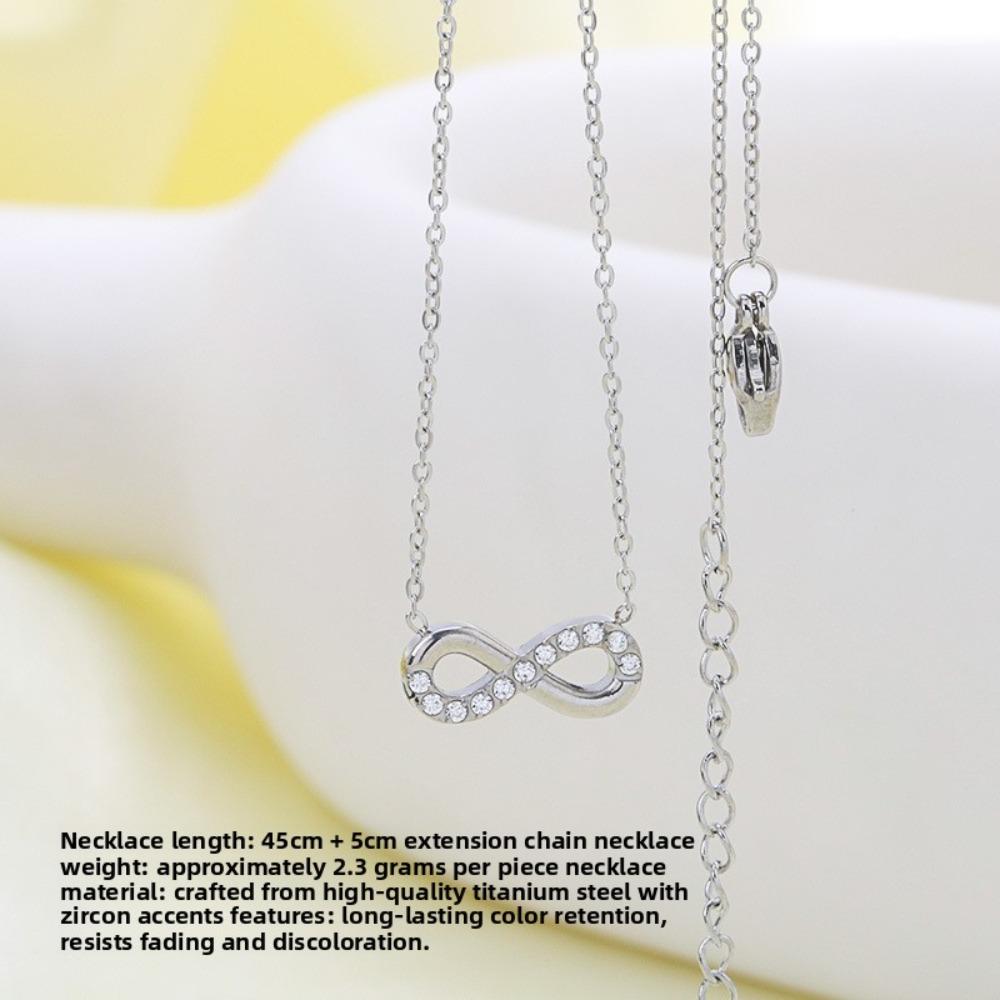 Женское ожерелье Бесконечная петля Титановая сталь Циркон Ювелирные изделия Мода Гипоаллергенное Не тускнеет