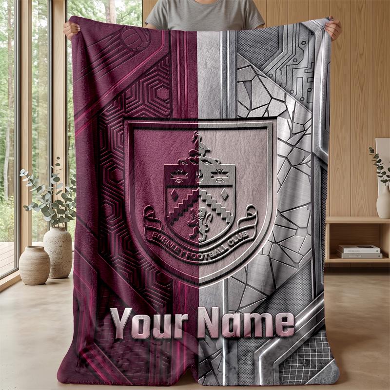 Custom Text Flannel Throw Blanket, Lightweight Cozy Bed Sofa BlanketBurnley Football