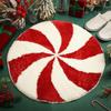 Christmas Bathroom Rugs 23 Inch Washable Round Bath Mats Winter Red White Candy Bath Mats Area Non Slip Absorbent Carpets Doormat