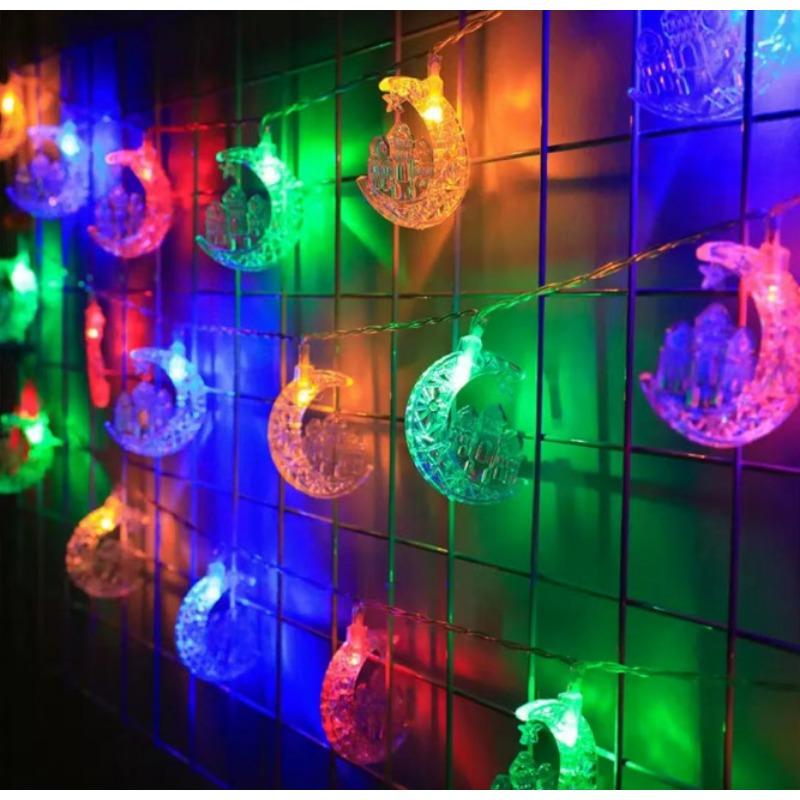 1.5M 10LED EID Mubarak LED String Lights Islam Muslim Festival Party Moon Star Castle Lantern Ramadan Home Decoration 2024 New
