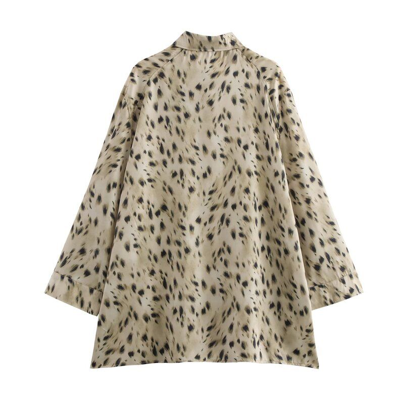 Fashion Style 2024 Autumn New Women's Leopard Print Print Long Sleeves Lapel Shirt Pants 8627055