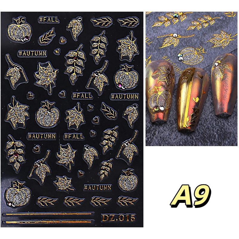 1/4Pcs Halloween Cute Spider Nail Stickers Slide Decals Manicure Decoration Nail Supplies for Creative Nail Design