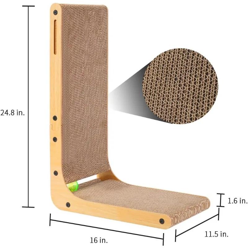 Cat Scratching Board Cat Toys Cat Scratcher L-type Cardboard Cat Scratch Pad with Ball Toy Protecting Furniture for Indoor