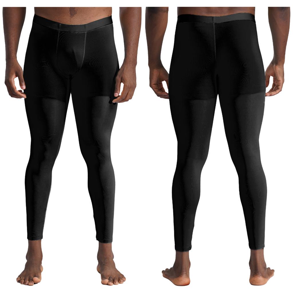 Mens Silky Yoga Leggings Seamless Stretch Fabric Gym Sports Bottoms