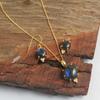 Labradorite Zircon Women Pendant Earring Necklace Set 100% 925 Sterling Silver Yellow Gold Plating Jewelry