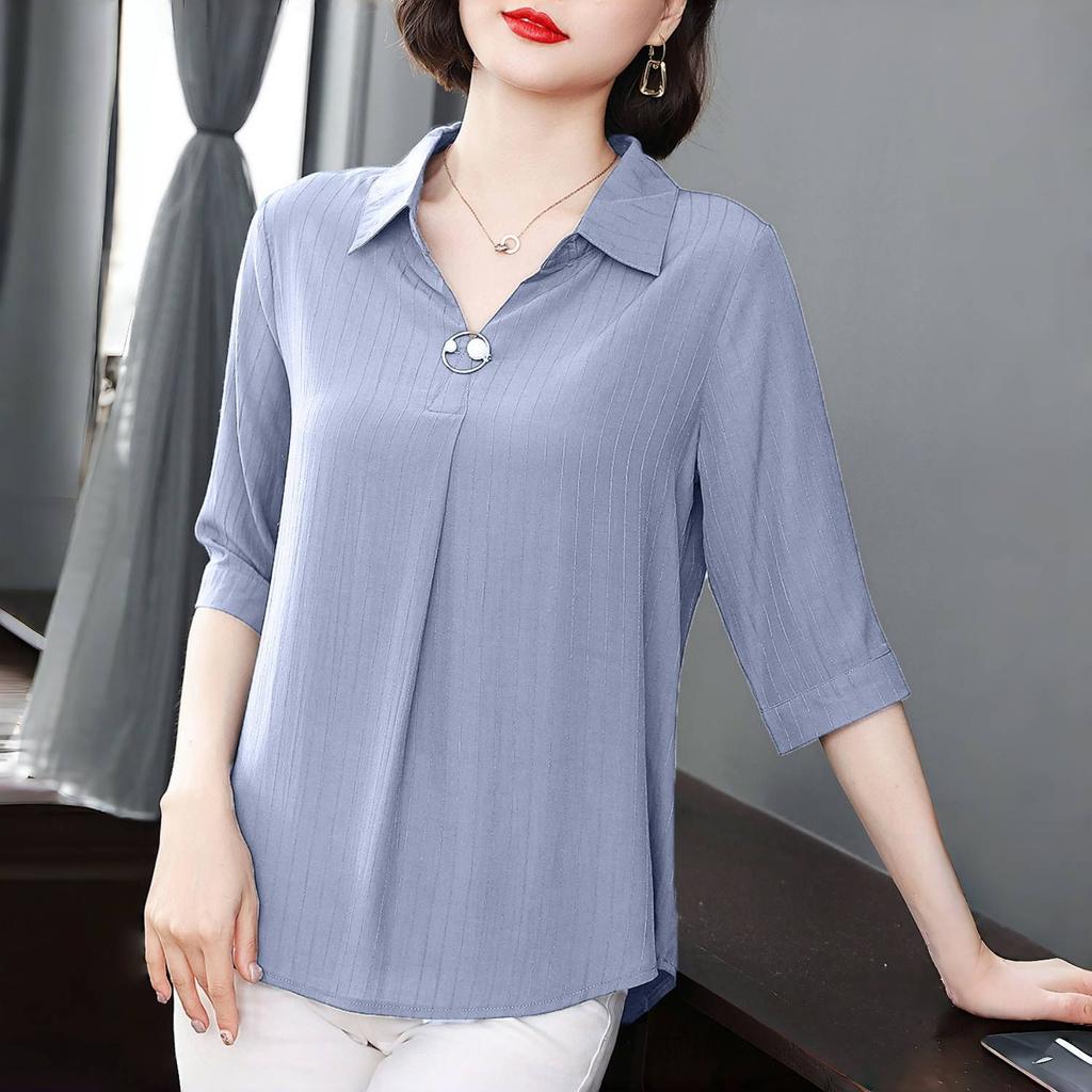 Летние женские рубашки с коротким рукавом, винтажные однотонные длинные свободные женские блузки, повседневный женский топ M-5XL