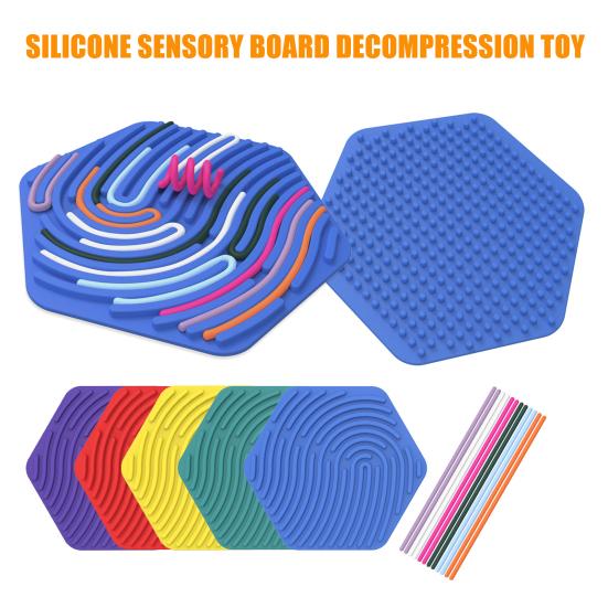 Hexagon Sensory Activity Board Calming Stress Relief Silicone Strip Fidget Toy Fine Motor Skill Development Kids Teens Adults Educational Busy Board