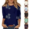 Женские повседневные футболки с рукавом 3/4, топы с круглым вырезом