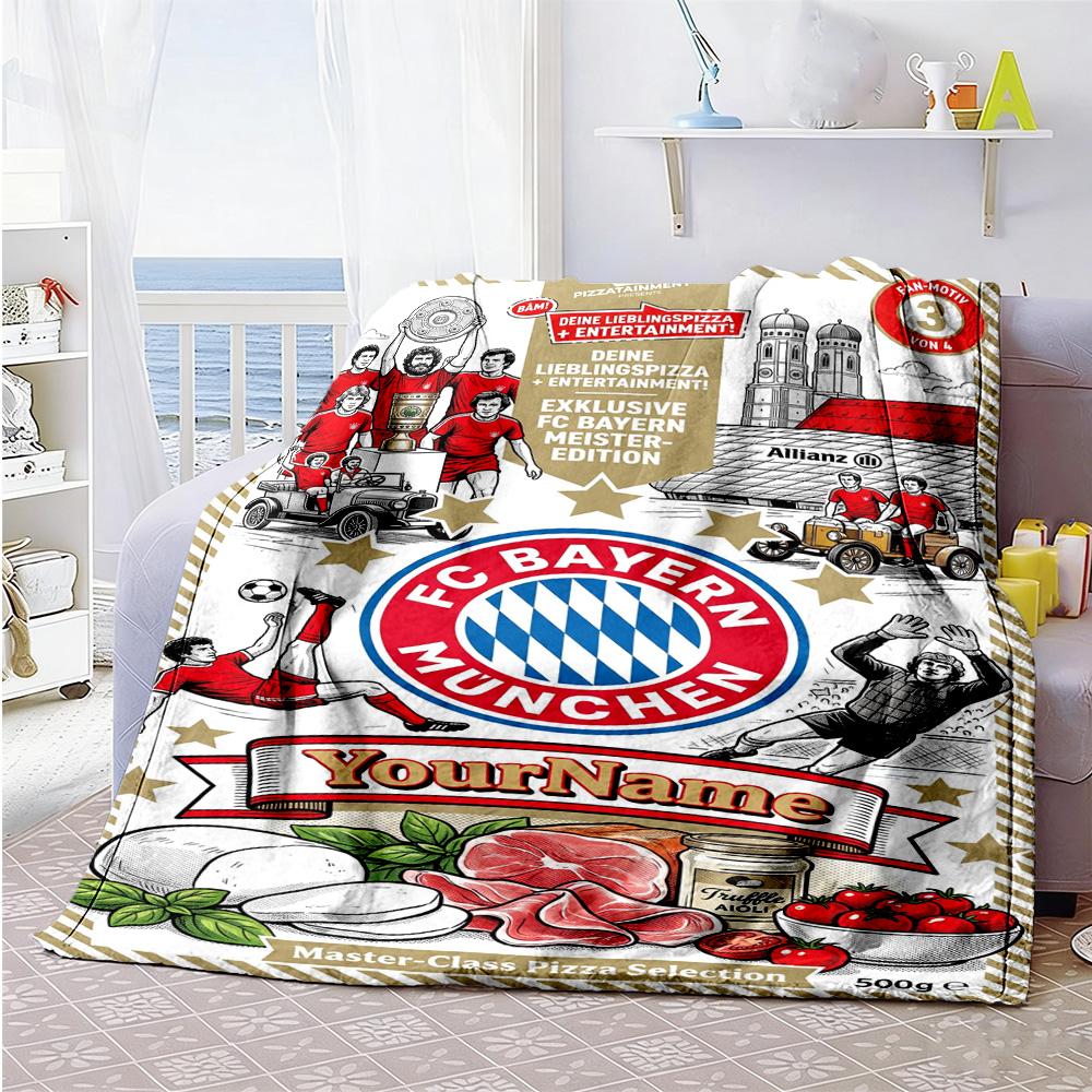 Fc Bayern München 82 Personalized Name Blanket Multi-purpose Customizable Blanket Warmthful Decor Perfect for Livingroom Couch Picnics Bedding