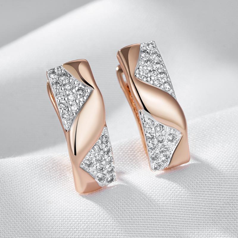 Блестящие серьги-капли из натурального циркона для женщин, цвет розового золота, смешанный дизайн оправы, повседневные свадебные украшения для невесты