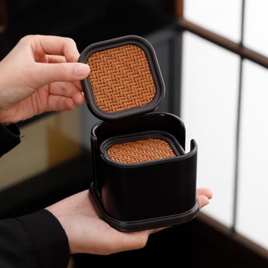 6 шт. Изолированные подставки Теплоизоляционная ротанговая подставка Защита от ожогов Нескользящие Квадратные Подставки для чайных чашек Многофункциональные Подставки для кофейного столика