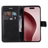 For iPhone 16 Pro Protective Case Solid Color Leather Mobile Cover Wallet Stand with Strap