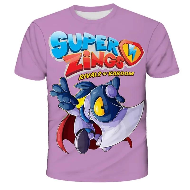 1-14 лет Мультяшный принт Super Zings Футболки Летние футболки с короткими рукавами для мальчиков и девочек Одежда 3D-печать Модные повседневные костюмы