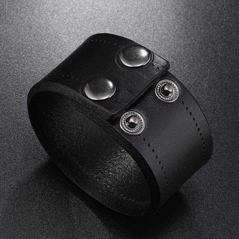 Широкие браслеты-манжеты из натуральной кожи в стиле панк, винтажные мужские ювелирные изделия, браслет