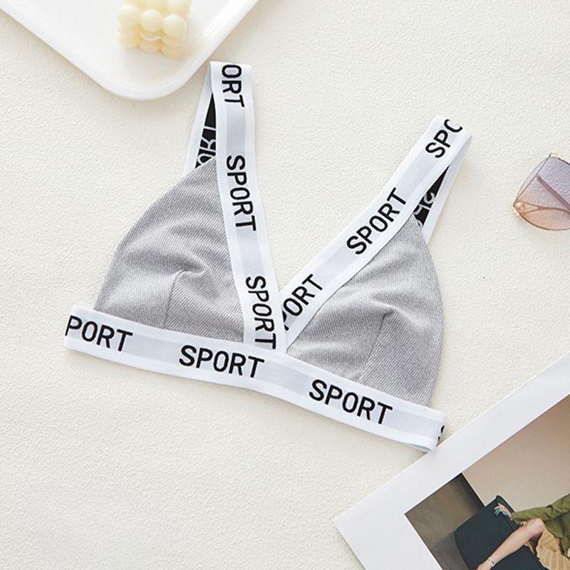 Спортивное письмо Нижнее белье Бюстгальтер Обернутая грудь Треугольная чашка Топ-труба Жилет Спортивный бюстгальтер