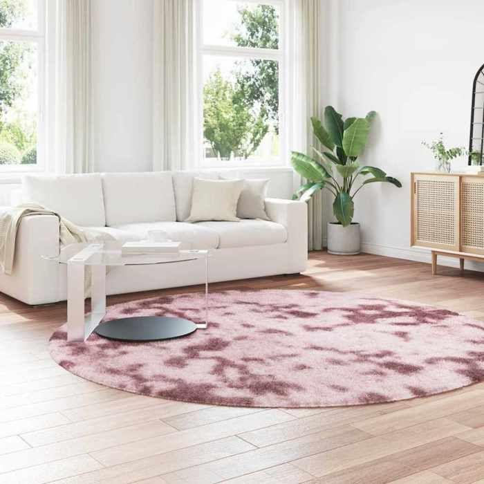 VidaXL Shaggy Rug with Long Pile Powder Pink 240x240 Cm Polyester, Rug, Bedroom Rug, Modern Rug, Living Room Rug, 4102929