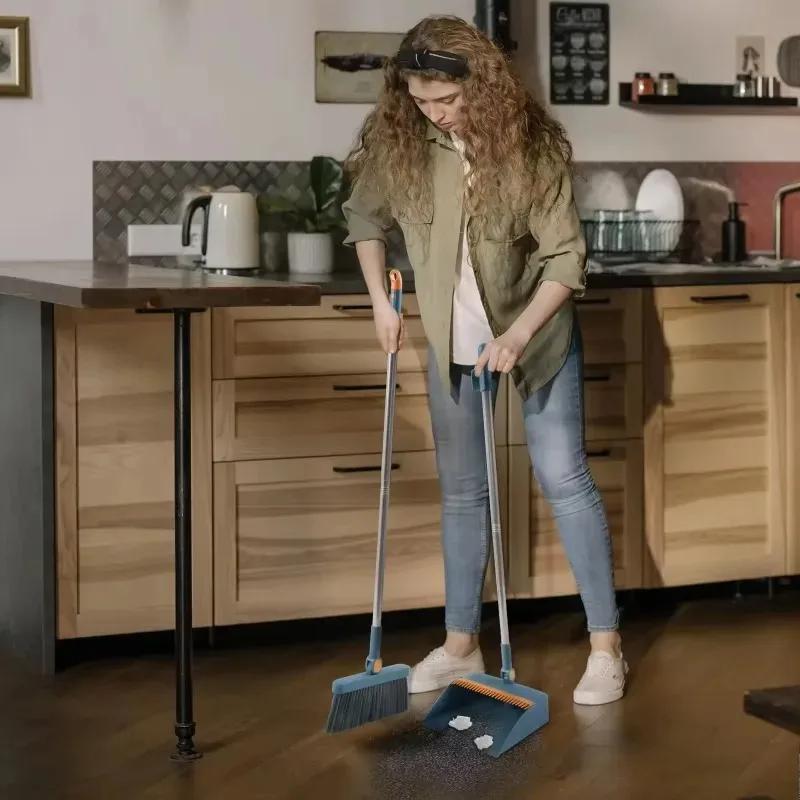 Набор метлы и совок складной бытовой пластиковый подметальный кухонный деревянный пол метла для шерсти домашних животных и набор инструментов чистящее средство