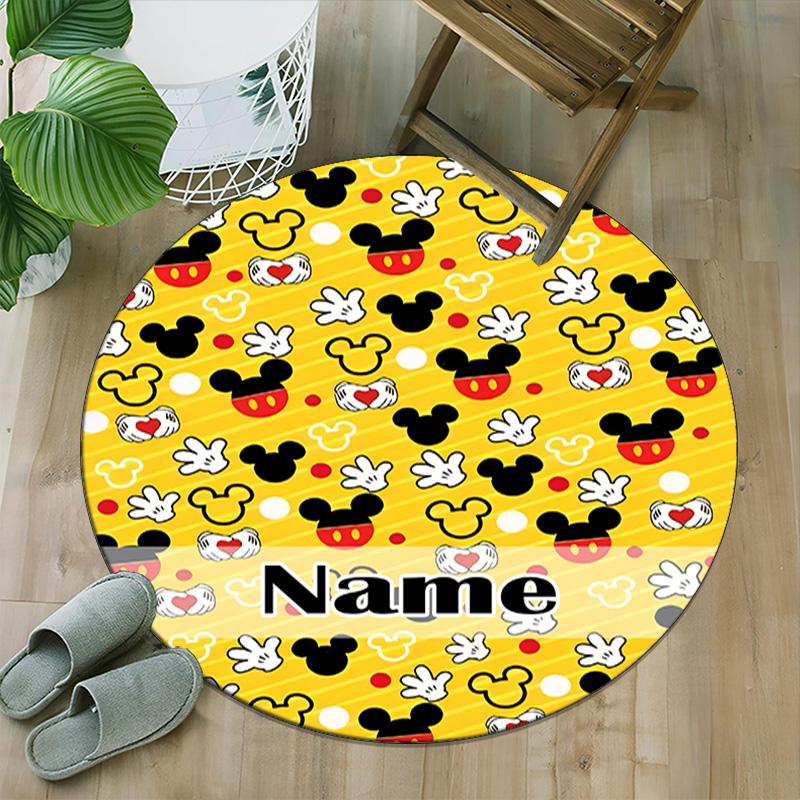 Customizable M-Mickey Round Non-Slip Carpet - Ideal for Garden, Picnic, Office, Perfect for Decoration, Suitable For All Seasons