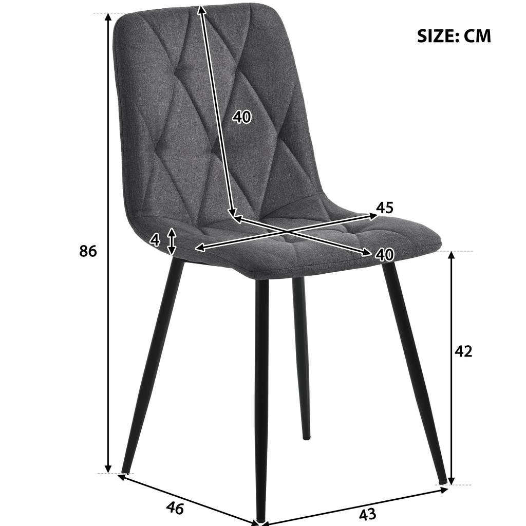 Dining Set,(Set,117×68cm Dining Table with 4 Chairs), Modern Kitchen Table,Dining Chair Dark Grey Twill Linen Fabric Kitchen Chair,Black Table Legs