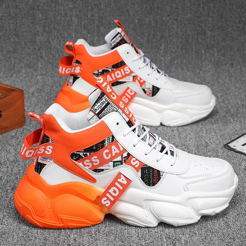 Весенняя мужская обувь, летняя обувь для средней школы, баскетбольная спортивная обувь для бега, молодежная повседневная обувь с высоким берцем на платформе, модная обувь для пап