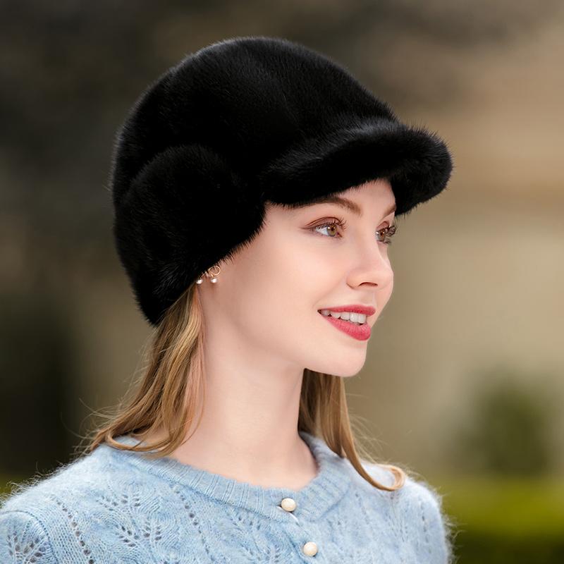 New Women's Autumn and Winter Casual Fur Hat Mink Hair Ear Protection Hat Outdoor Warm Keeping Fashion Fur Baseball Hat