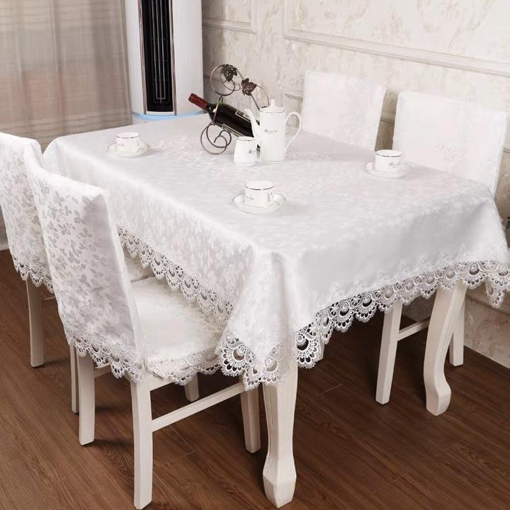 Европейская Скатерть на Кофейный Столик Водорастворимое Кружево Жаккардовая Ткань Современная Простая Белая Прямоугольная Скатерть для Обеденного Стола